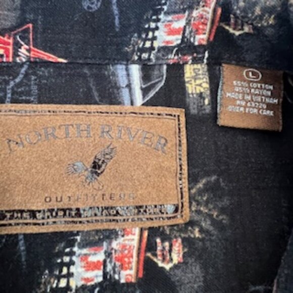 North River Outfitters Route 66 Button Down Shirt With Muscle Cars Large - Picture 8 of 14